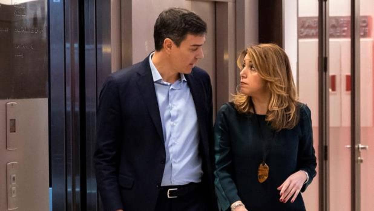 Pedro Sánchez y Susana Díaz, tras la reunión que mantuvieron este martes en Sevilla