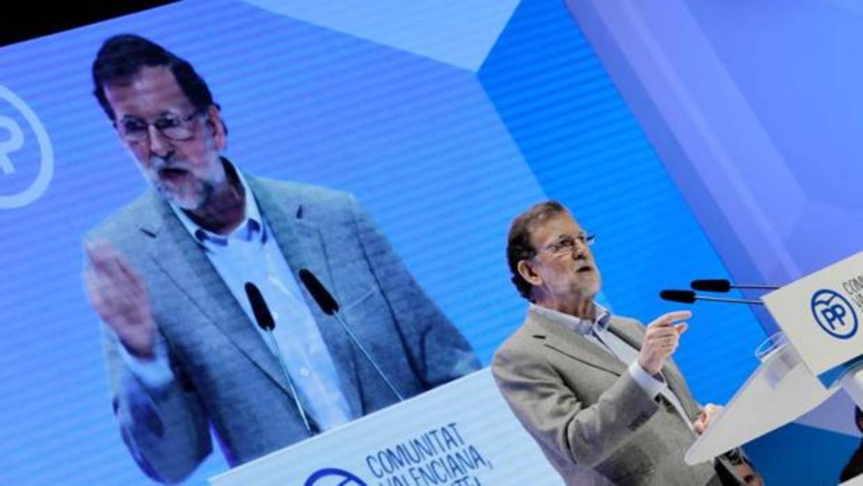 Mariano Rajoy en el Congreso del PP de la Comunidad Valenciana, en abril del pasado año