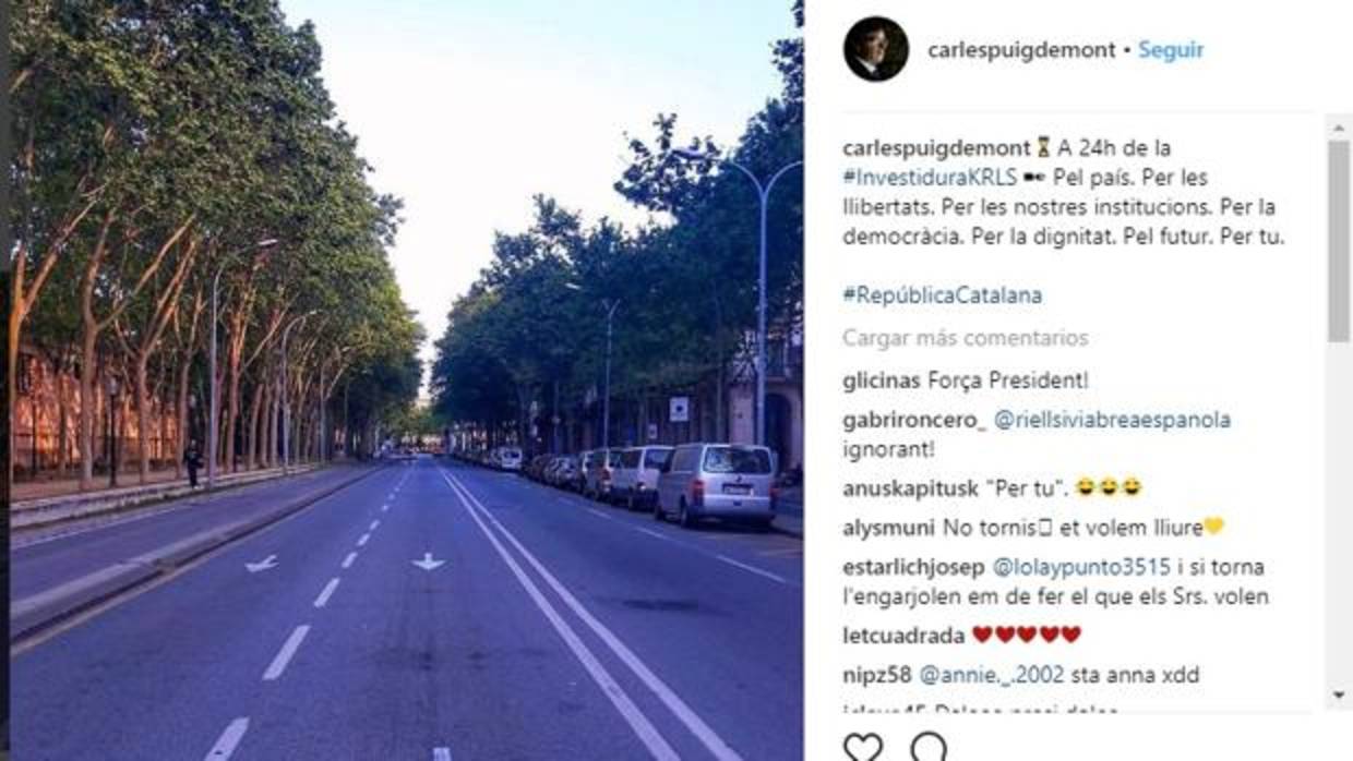 Puigdemont sigue con sus «gracias» en Instagram