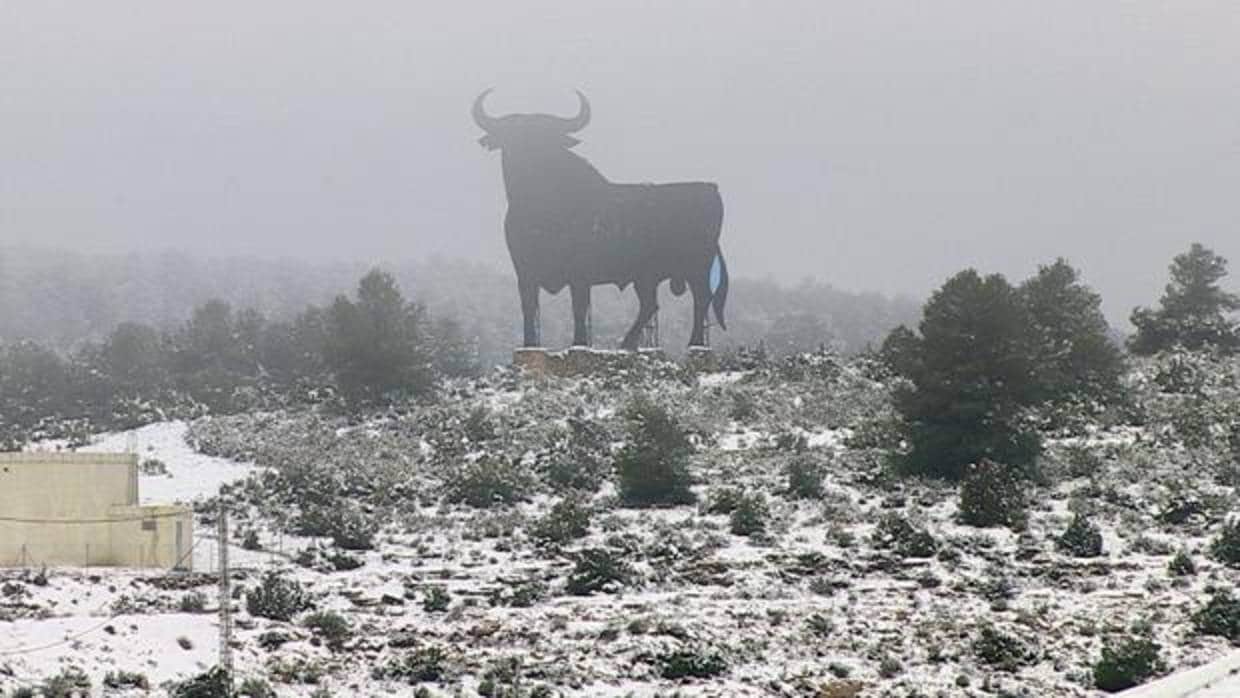Imagen de la nevada de este lunes en Villagordo del Cabriel