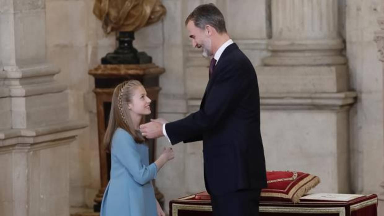 El Rey con su hija, la Princesa de Asturias, el pasado 30 de enero en el Palacio Real