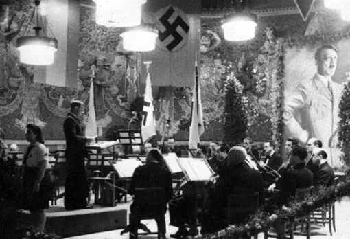 Celebración del aniversario de Hitler en el Palau de la Música