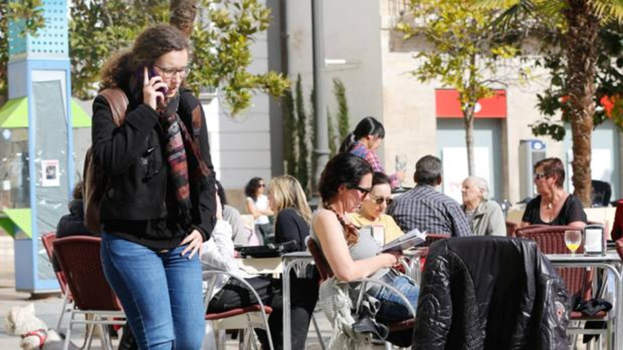 Imagen tomada en una terraza del centro de Valencia