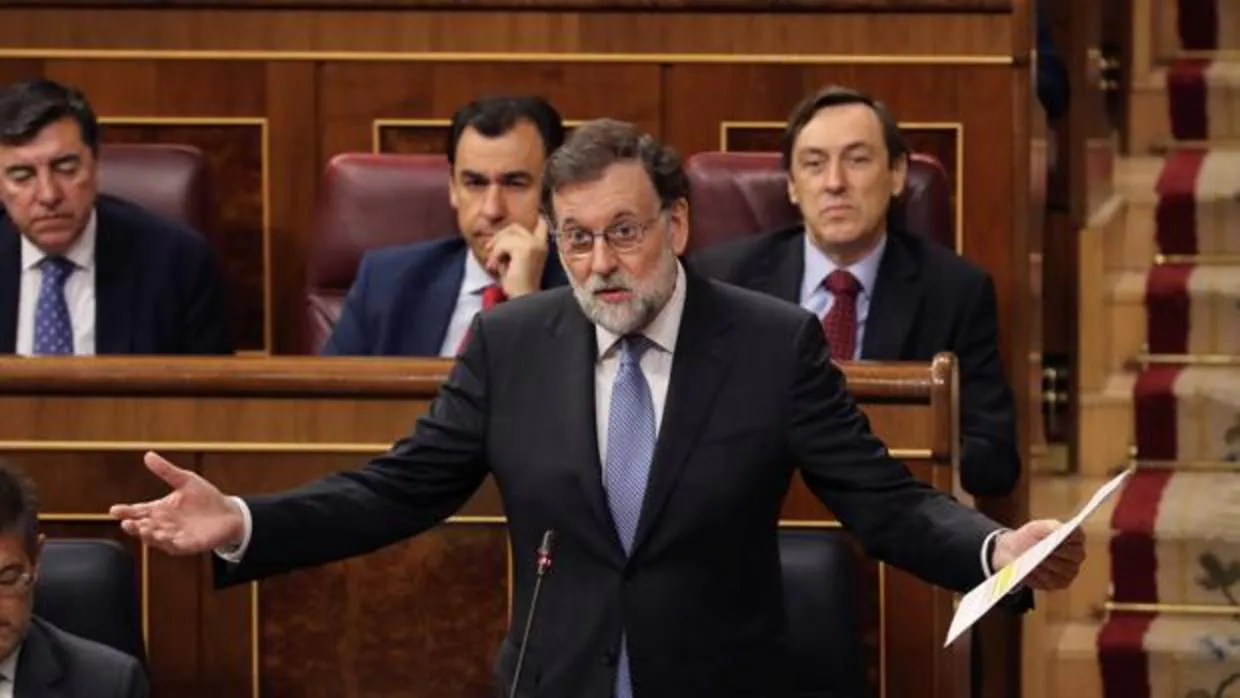 El presidente del Gobierno, Mariano Rajoy, este miércoles en el Pleno del Congreso