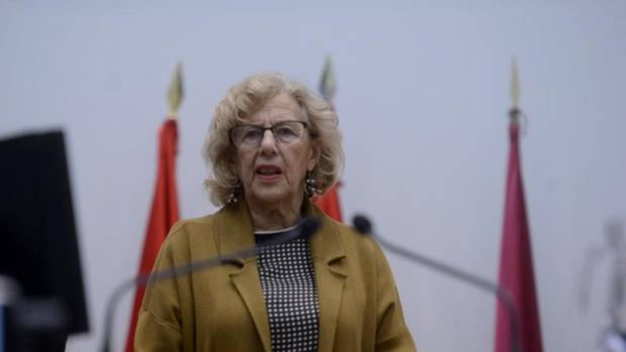 La alcaldesa de Madrid, Manuela Carmena, en un momento del Pleno de este miércoles