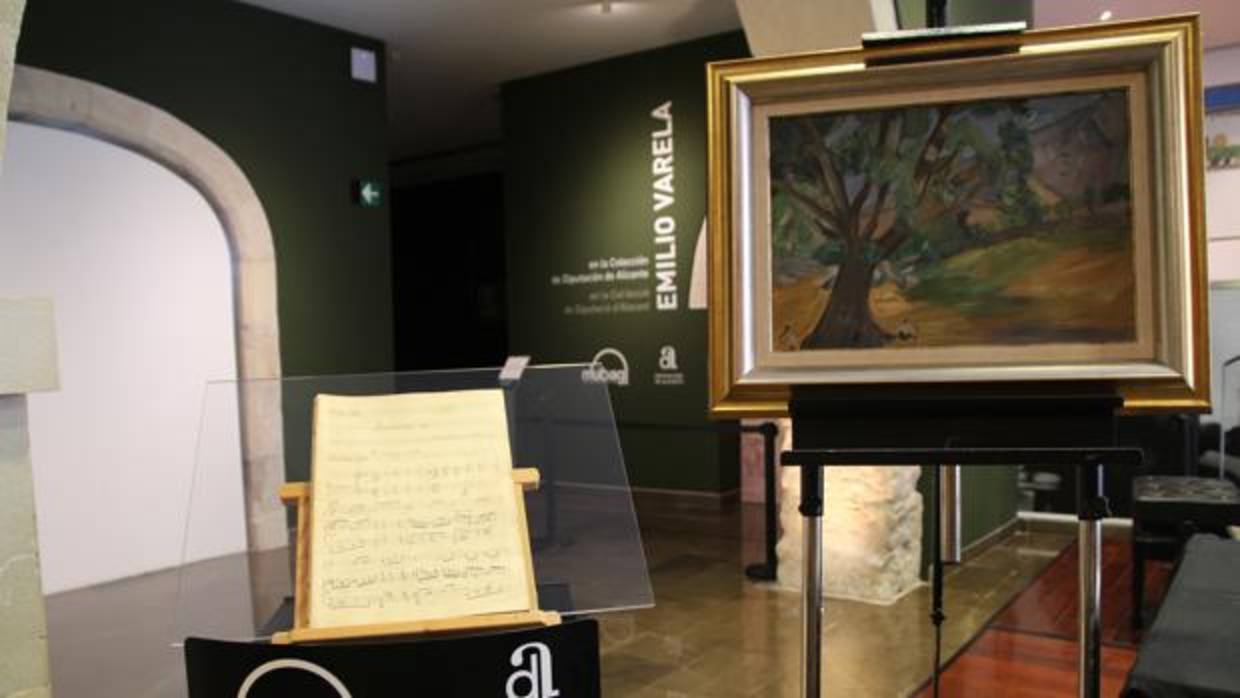 La partitura original y un cuadro en exposición en el MUBAG dentro del proyecto «Pictomusicadelfia»