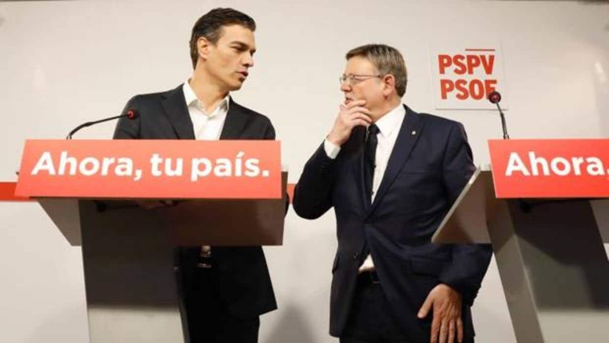 Puig con Sánchez en una visita reciente del secretario general del PSOE a Valencia