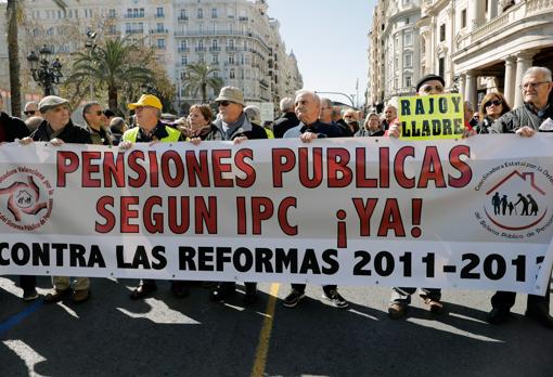 Imagen de la manifestación de Valencia por las pensiones