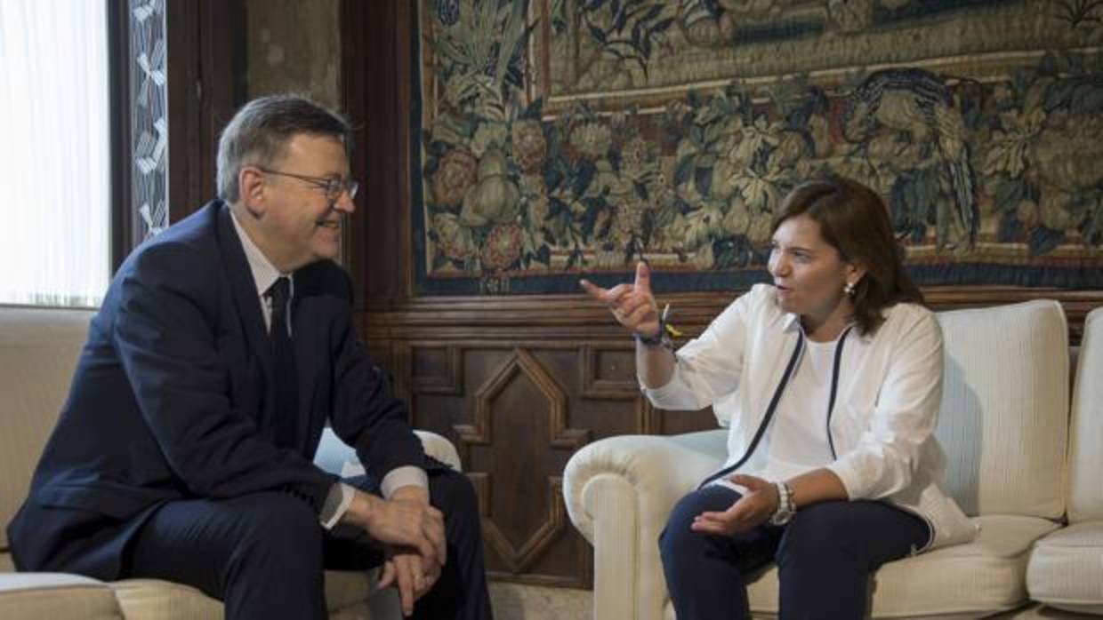 Imagen de Ximo Puig e Isabel Bonig tomada el pasado mes de agosto en el Palau de la Generalitat