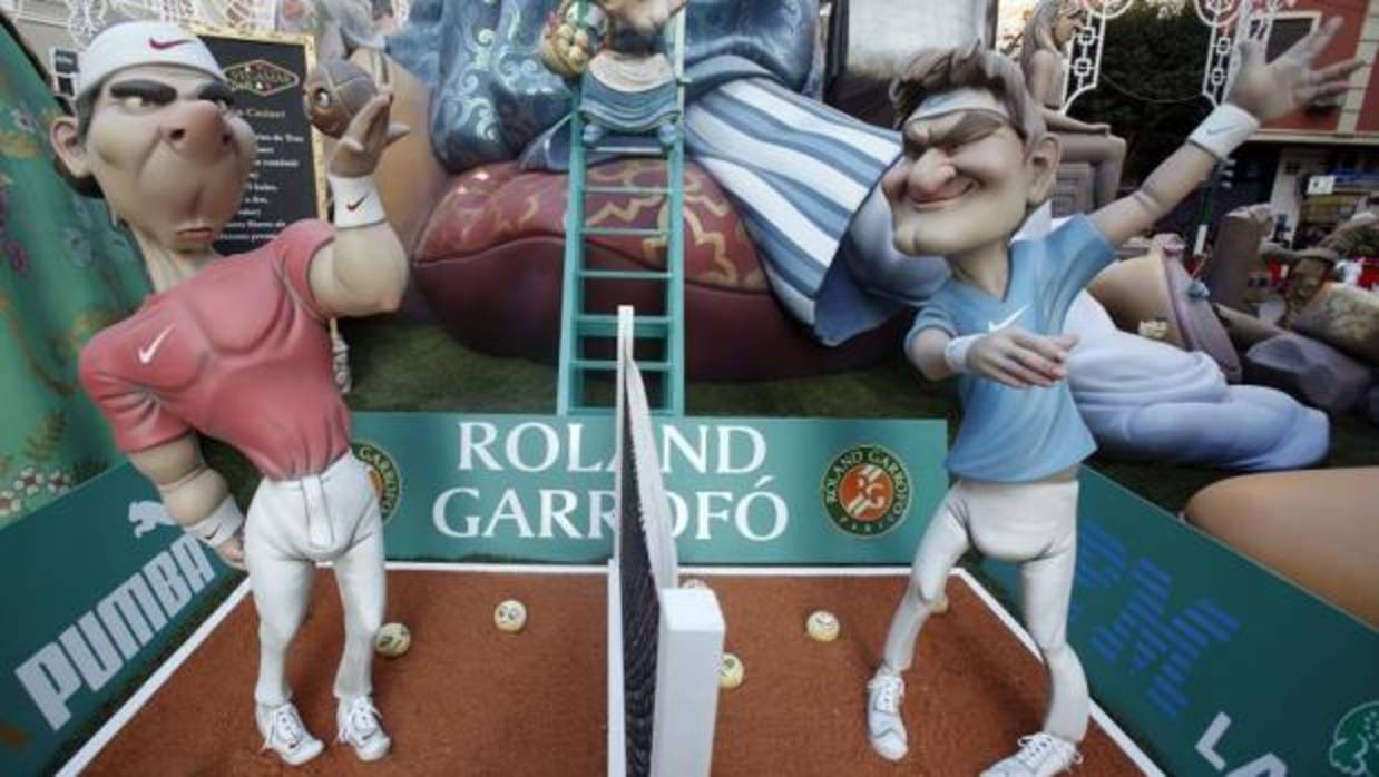 Los ninots de Rafa Nadal y Roger Federer en las pasadas Fallas de Valencia