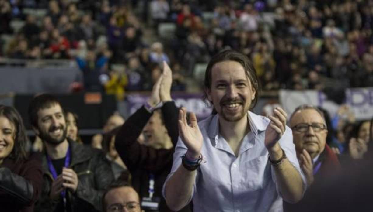 Pablo Iglesias durante la celebración de la Asamblea Ciudadana de Vistalegre II, en febrero del pasado año