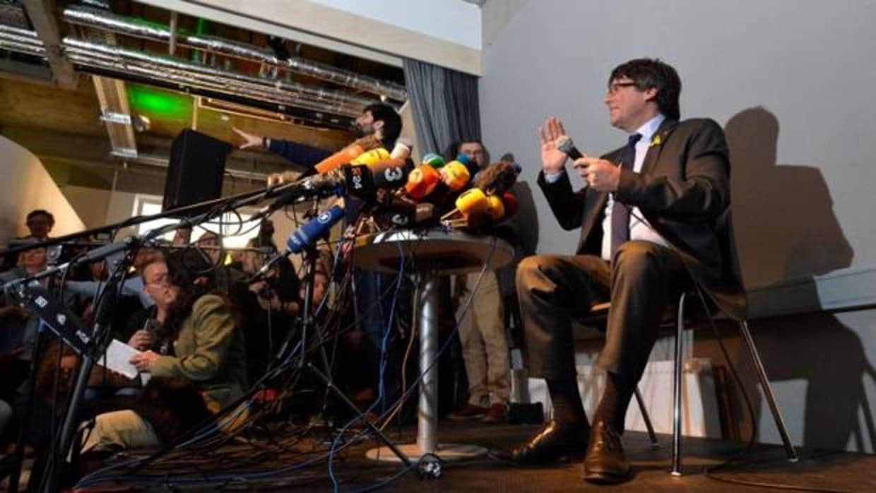 Puigdemont, en la rueda de prensa que dio en Berlín el día 7