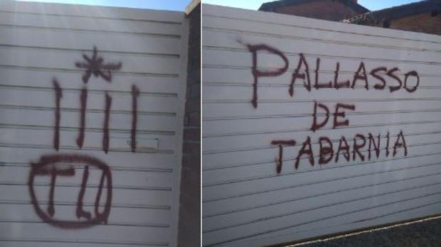 La casa de Tomás Guasch amanece con pintadas: «Payaso de Tabarnia»