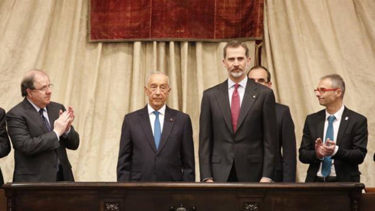 El Rey de España, Felipe VI, y el presidente de la República de Portugal, Marcelo Rebelo de Sousa, visitan la Universidad de Salamanca con motivo del VIII Centenario de su fundación