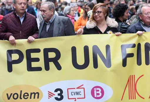 Imagen de una manifestación de ACPV en defensa de las emisiones de TV3