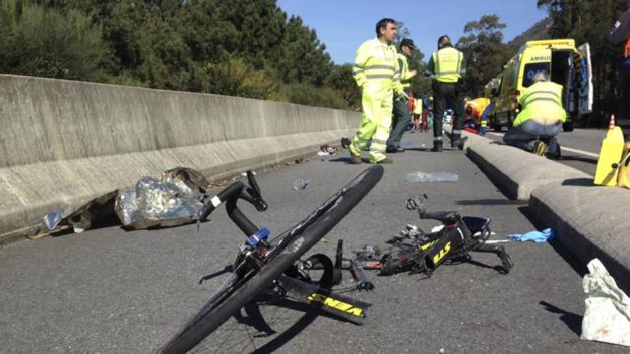 Imagen del accidente mortal de un ciclista en A Guarda