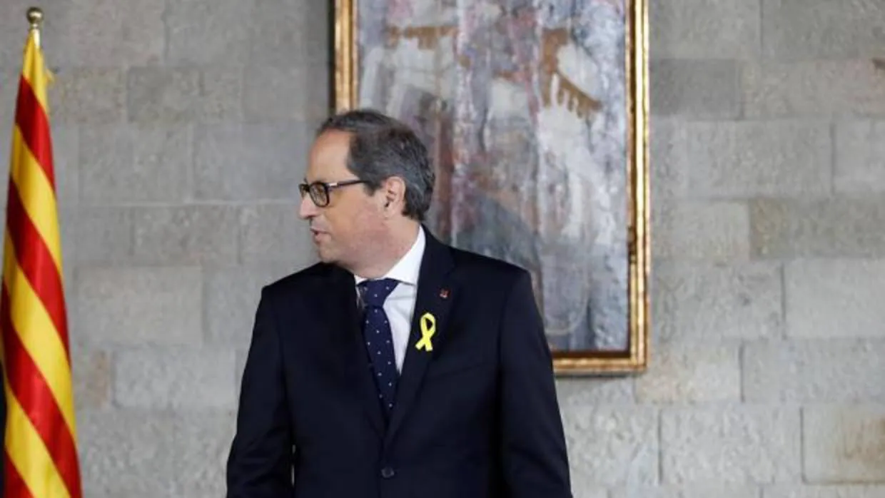 El presidente catalán Quim Torra, en el Palau de la Generalitat durante su toma de posesión