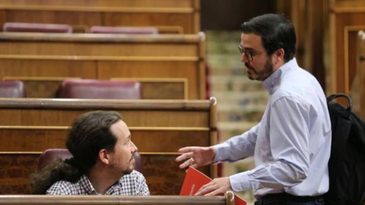 Pablo Iglesias y Alberto Garzón en el Congreso de los Diputados