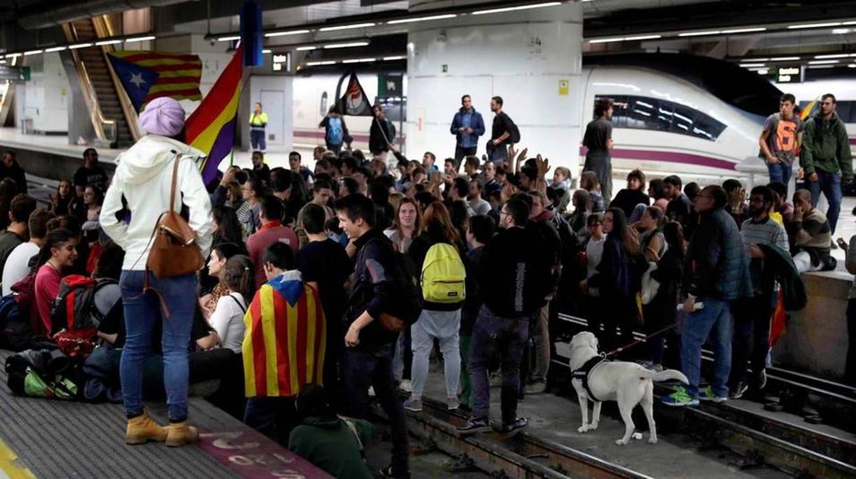 Imagen de la huelga independentista del 8 de noviembre en Cataluña