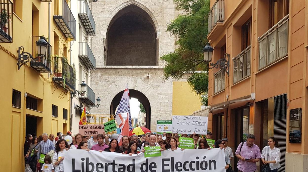 Imagen de la manifestación que ha recorrido este sábado las calles de Valencia