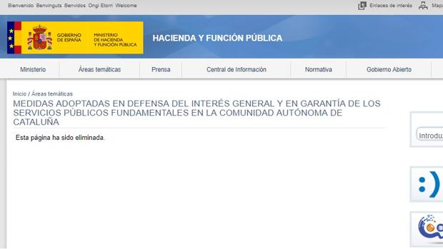 El Ministerio de Hacienda elimina de su web el registro del control financiero a la Generalitat de Cataluña