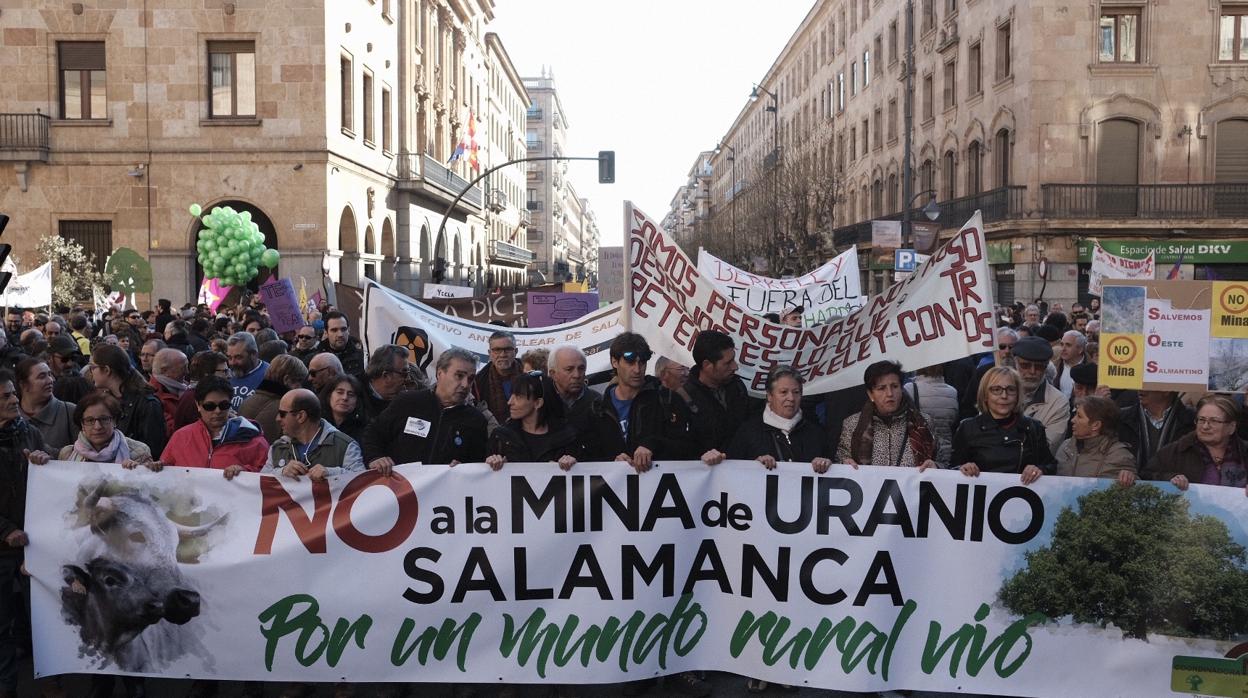 Manifestación el pasado febrero contra la mina de uranio de Retortillo