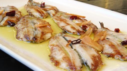 Anchoas frescas a la bilbaina de la Taberna Pedraza