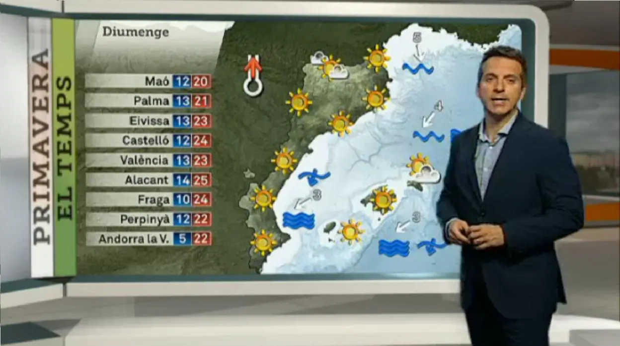 Imagen de un informativo de TV3 con el mapa de lo que la televisión pública denomina «países catalanes»