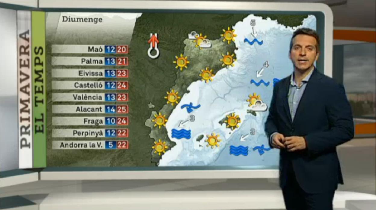 Imagen de un informativo de TV3 con el mapa de lo que la televisión pública denomina «países catalanes»