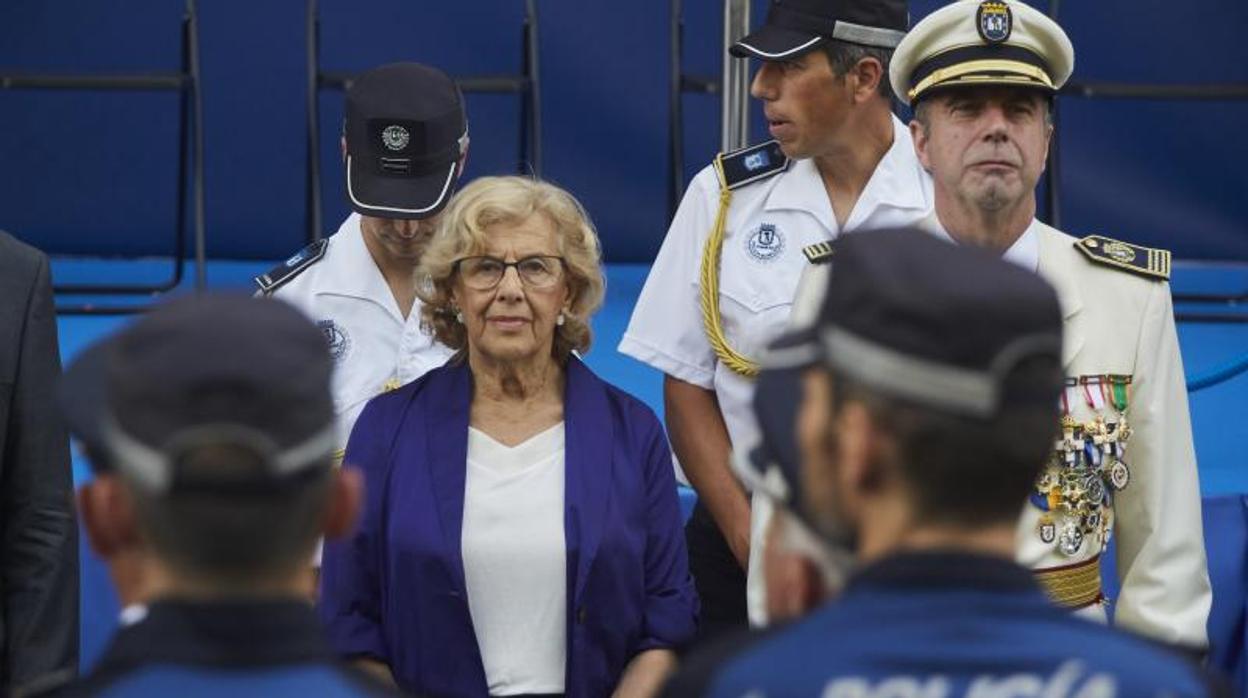 La alcaldesa de Madrid, Manuela Carmena, en el acto del Patrón de la Policía Municipal