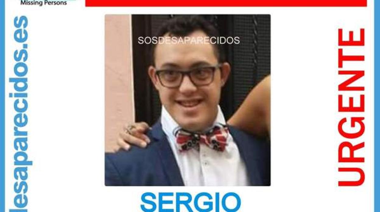 Imagen del cartel difundido tras la desaparición del joven