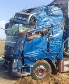 Estado de la cabina del camión tras el accidente
