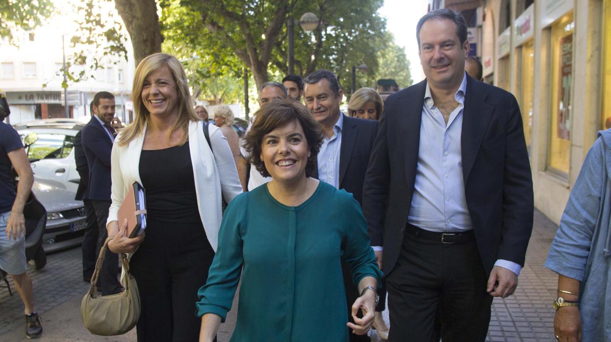 Soraya Sánez de Santamaría, en un acto de campaña celebrado hoy en Córdoba