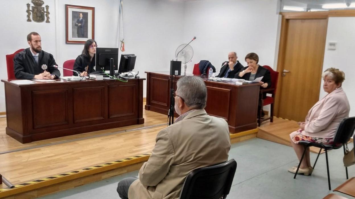 A la izquierda, de espaldas, Laureano Oubiña y a su derecha la presidenta de la Asociación Érguete-Vigo, Carmen Avendaño, durante el juicio en Vilagarcía de Arousa