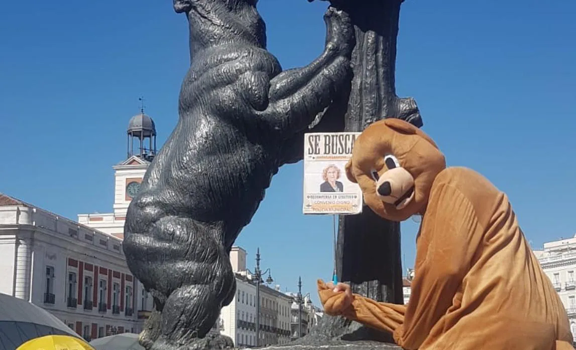 El «Oso Moroso», esta mañana en la Puerta del Sol