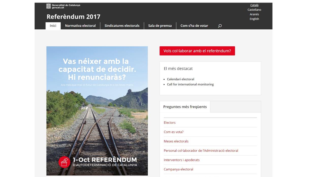 La Generalitat se desmarca de la reactivación de la web del 1-O