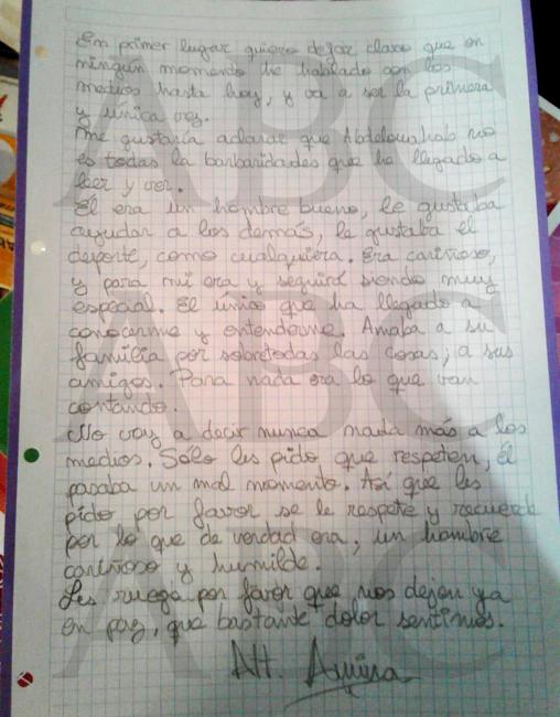 Carta de la exmujer del atacante de Cornellá, en ABC: «Pasaba un mal momento»