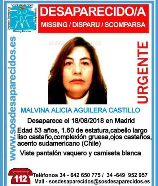 Cartel difundido por SOS Desaparecidos para ayudar en la búsqueda de Malvina