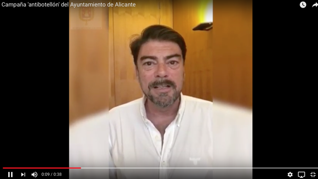 El alcalde de Alicante, en YouTube: «No permitiremos una ciudad de turismo de borrachera»
