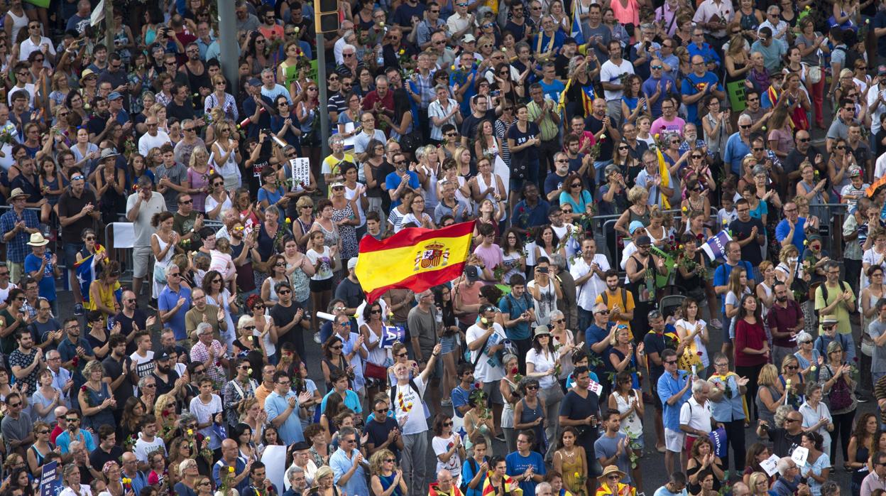 Manifestación contra los atentados yihadistas en Cataluña