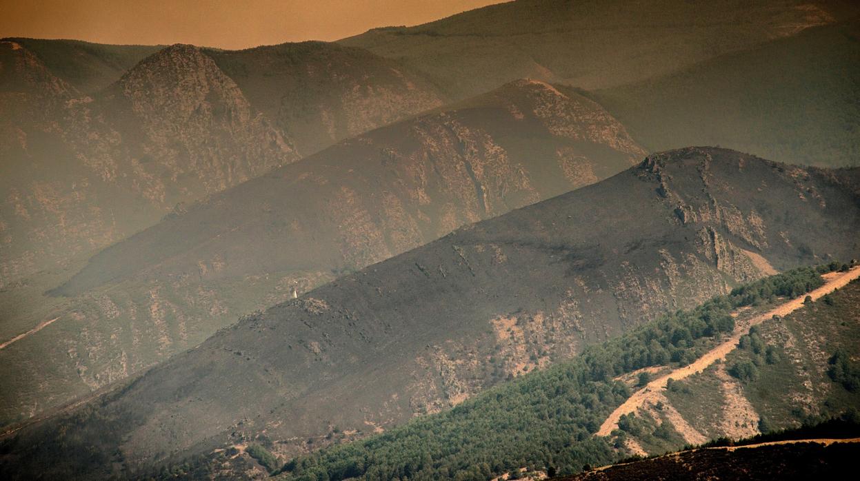 Vista de la superficie afectada por el incendio declarado este verano en O Invernadoiro