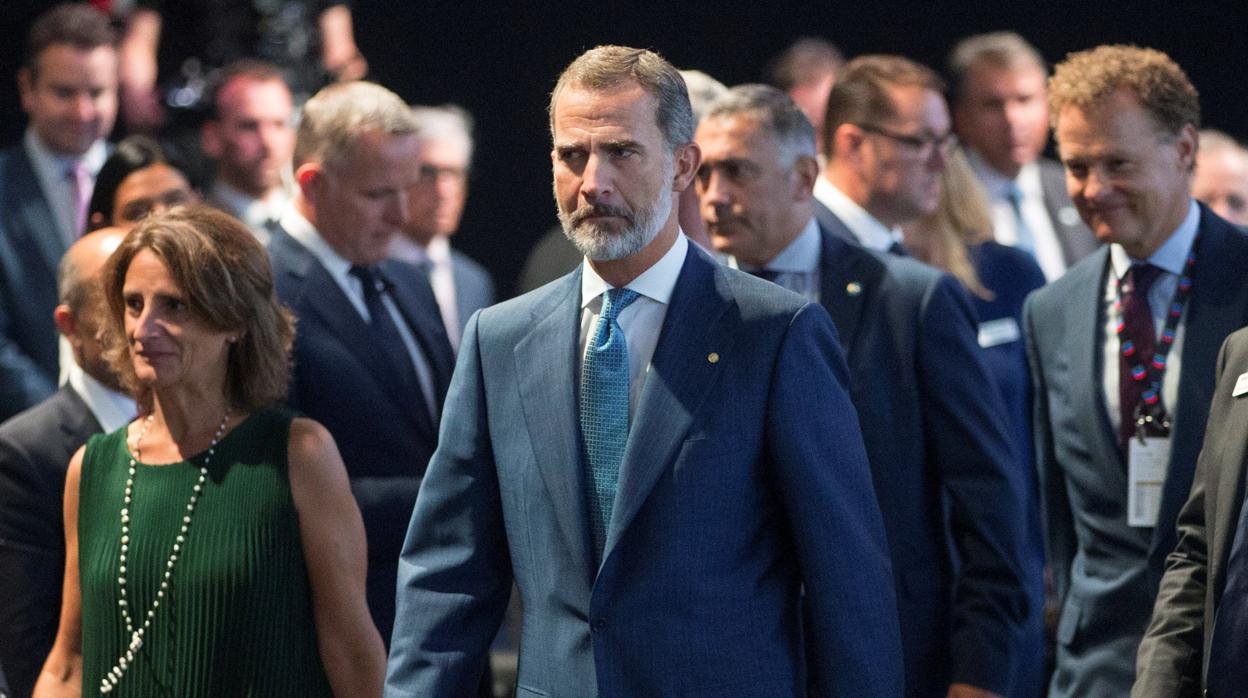 El Rey Felipe VI este lunes durante la inauguración de la trigésima edición del congreso mundial Gastech