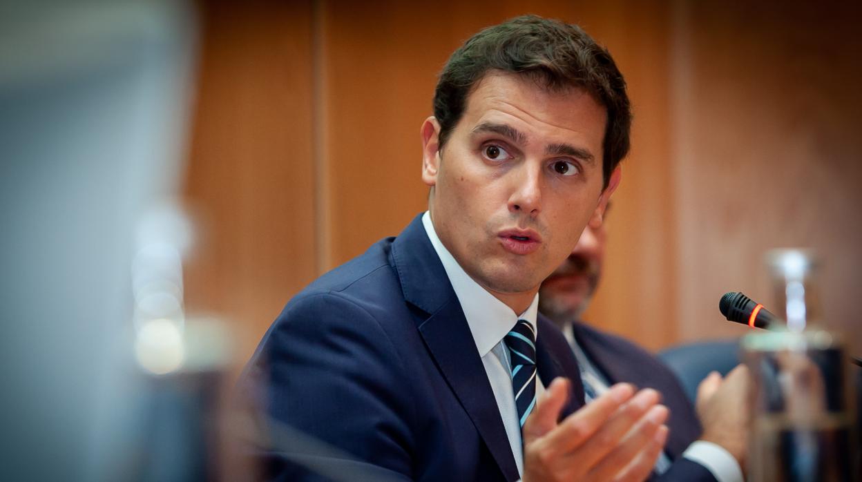 El presidente de Ciudadanos, Albert Rivera, este viernes en una conferencia