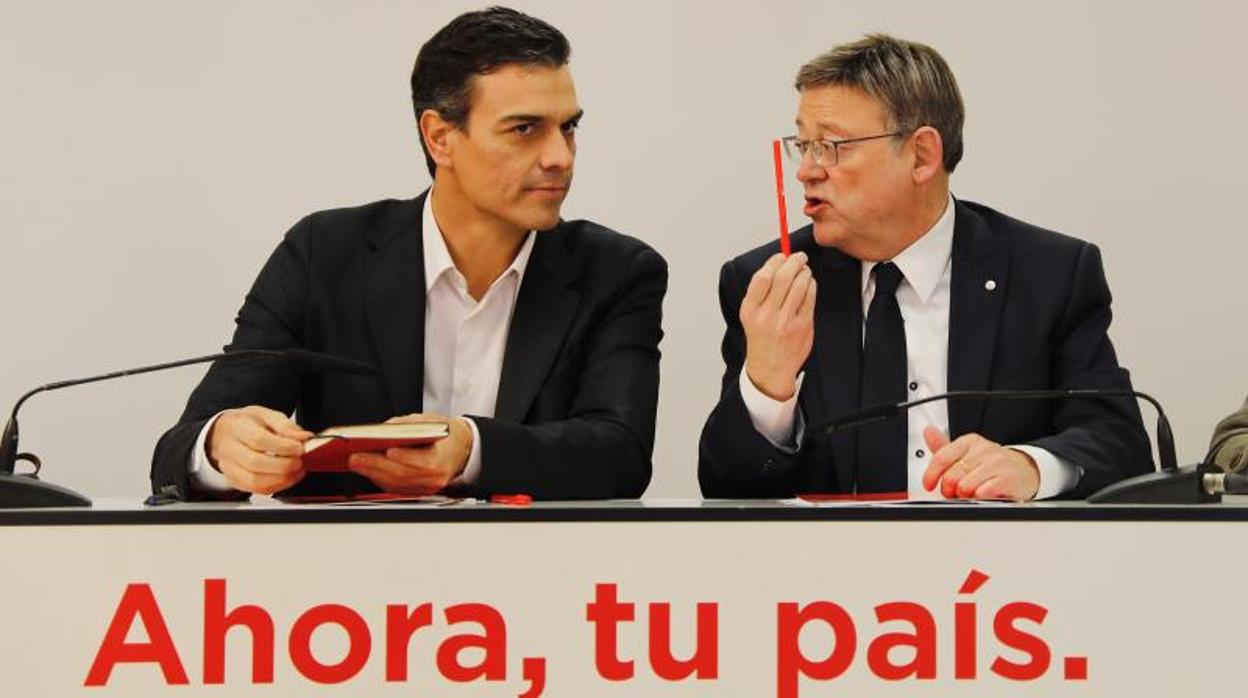 Pedro Sánchez y Ximo Puig en un acto en Valencia