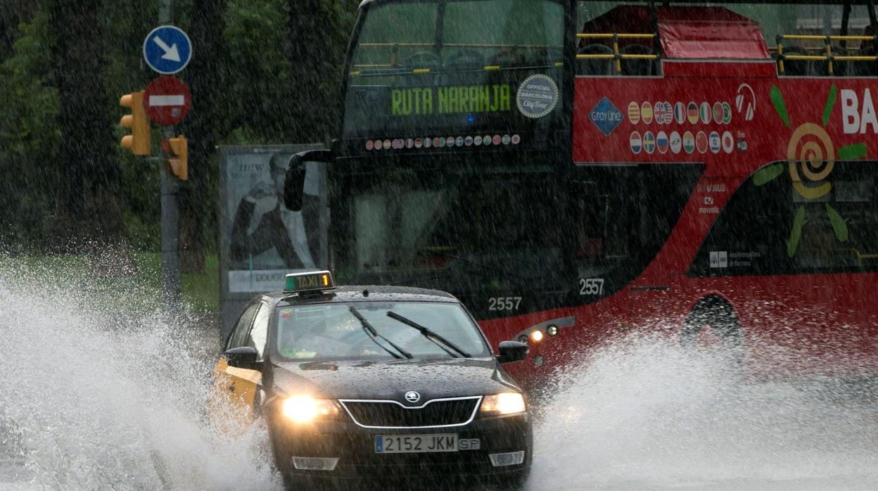 Calles inundadas este martes en Barcelona