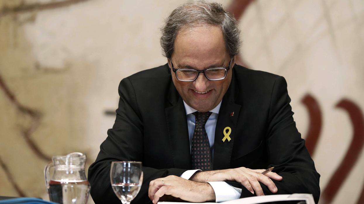 El presidente de la Generalitat, Quim Torra, este martes en el Palau de la Generalitat