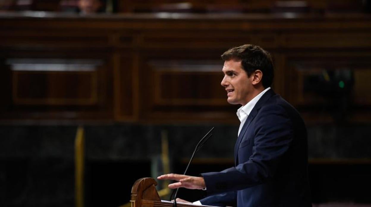 Albert Rivera, durante una intervención en la tribuna del Congreso