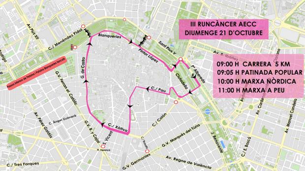 «València contra el càncer»: activitats, recorregut de la carrera i talls de trànsit del diumenge 21