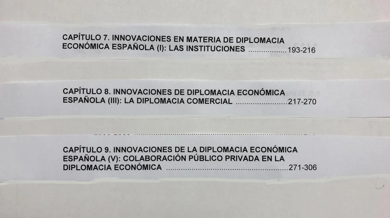 Recortes del índice de la tesis de Pedro Sánchez