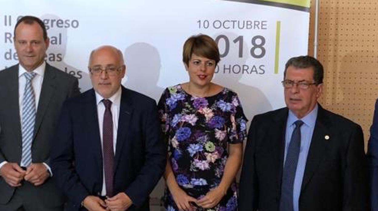 Óscar Hernández, Antonio Morales, Minerva Alonso y Juan Acosta en un acto sobre inversiones en Arinaga